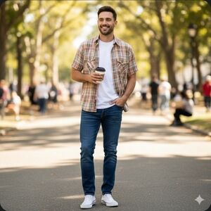 Royal‎ Robbins Shirt Mens Large Metal Snap Plaid Country Cowboy Flap Pockets